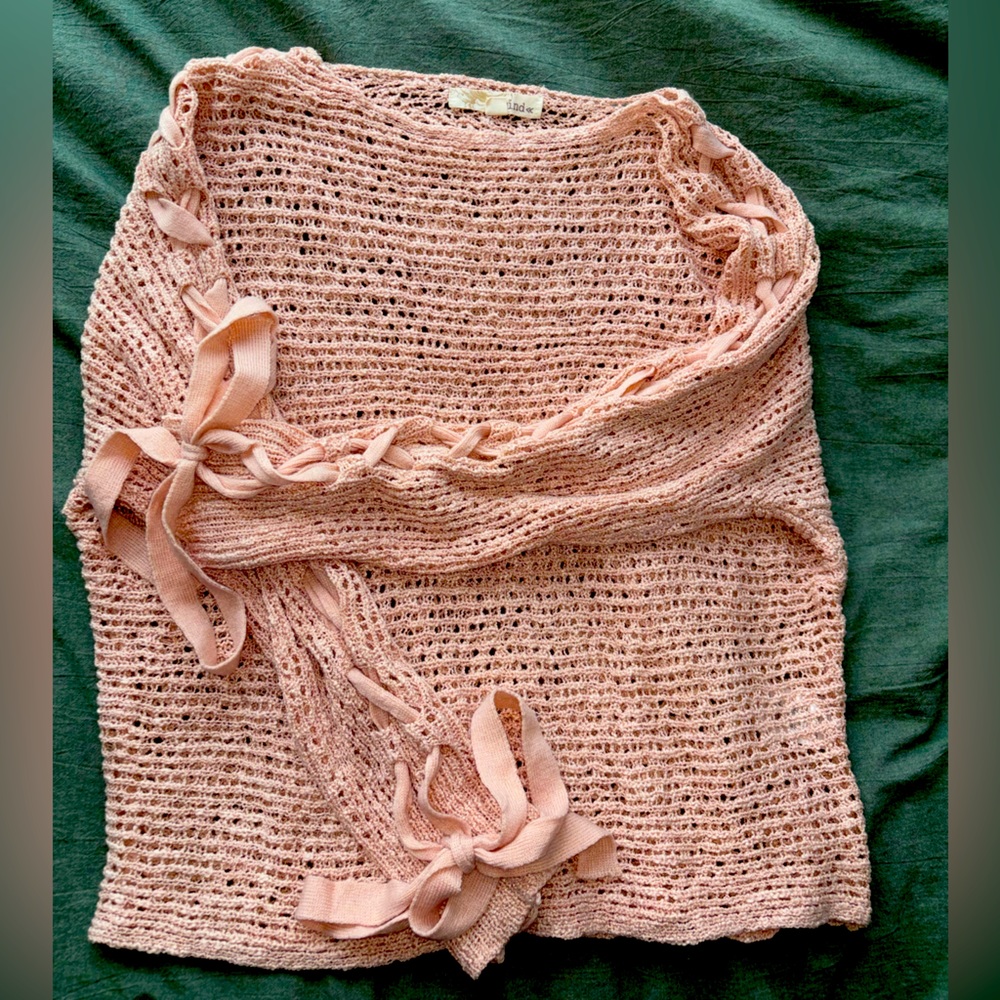 Loose Knit Sweater - Tie Up Sleeves